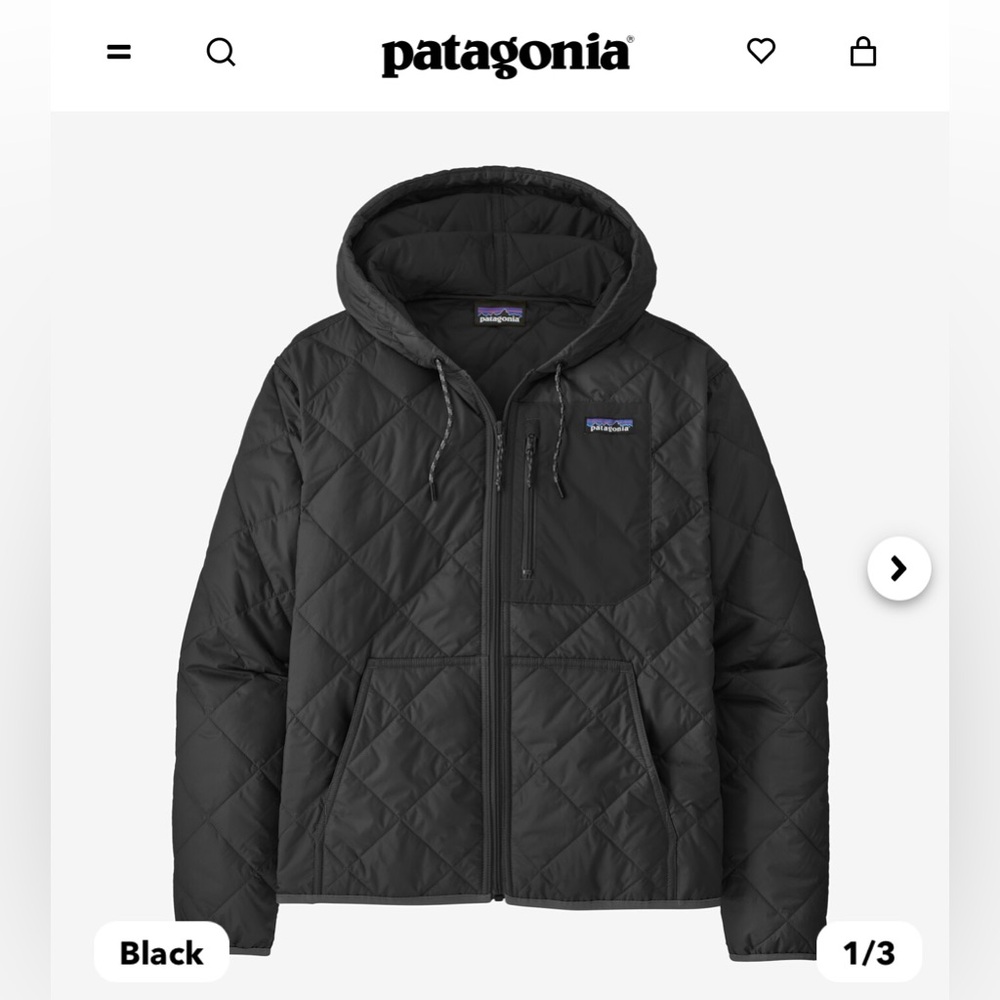NWT Patagonia Quilted Women’s Hoody - L, Black